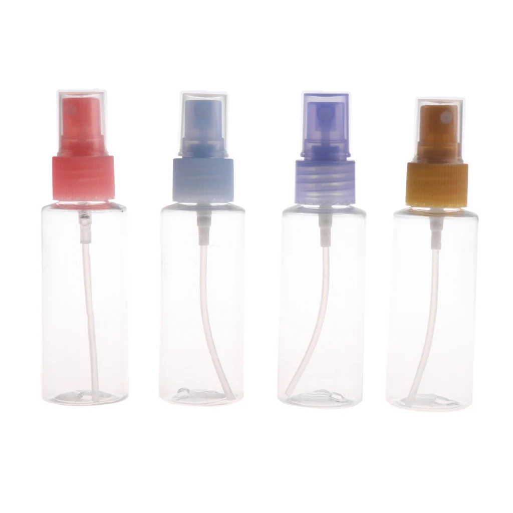 4Pcs 50ml Empty Spray Bottles Travel Transparent Plastic Perfume 