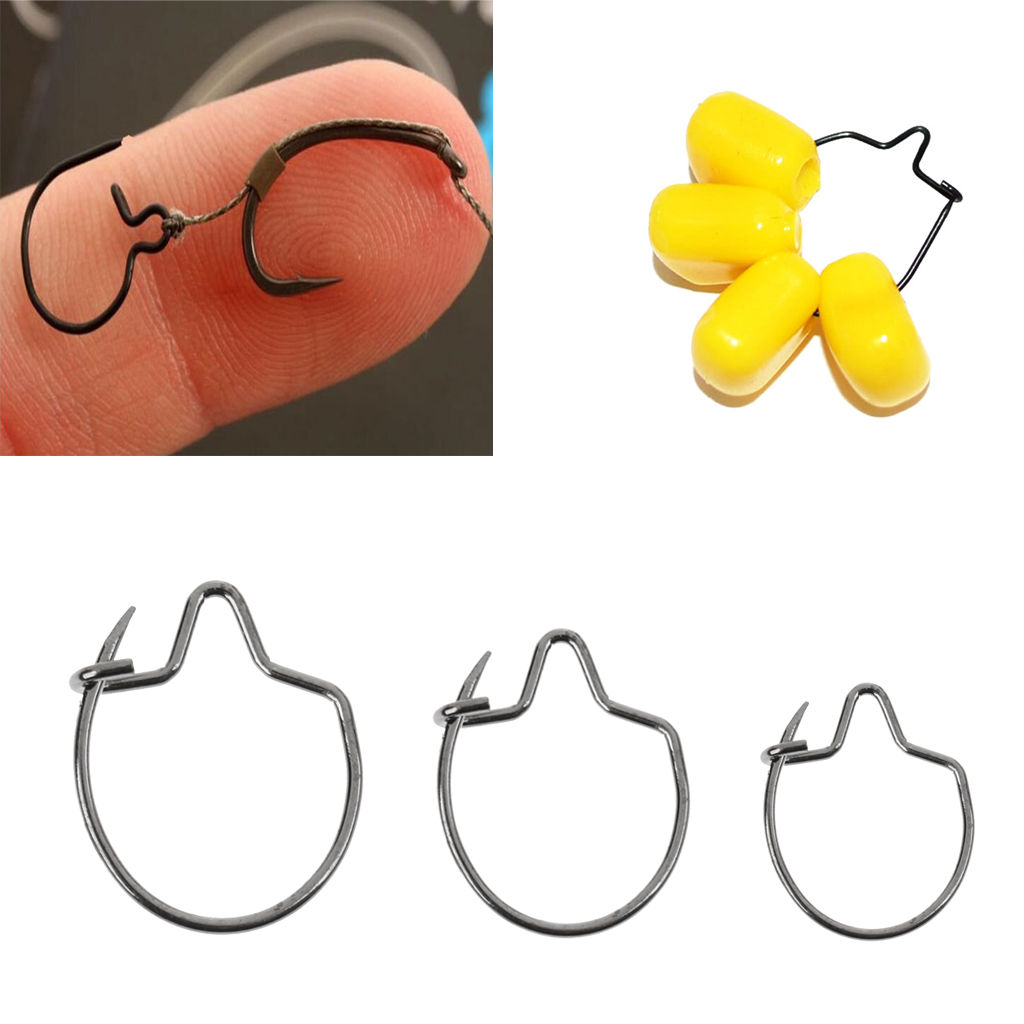 50Pcs Stainless Steel Carp Fishing Maggots Clips Hair Rigs For Bait Rings