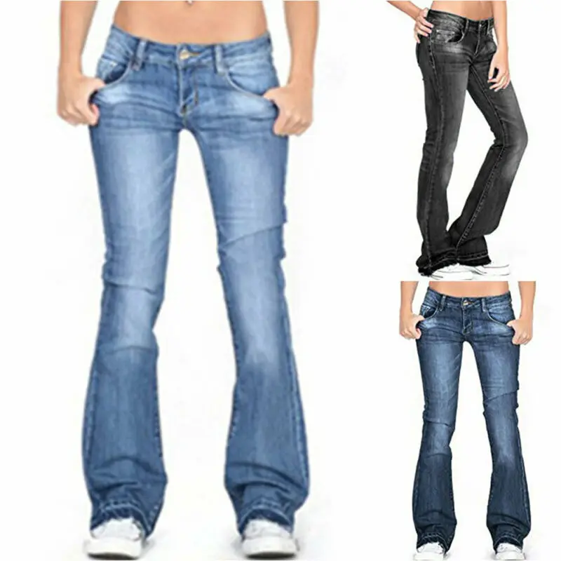 Skinny Flared Jeans Women's Fashion Denim  Pants Bootcut Bell Bottoms Stretch Trousers Women Jeans Woman Jeans Low Rise Jeans rock revival jeans