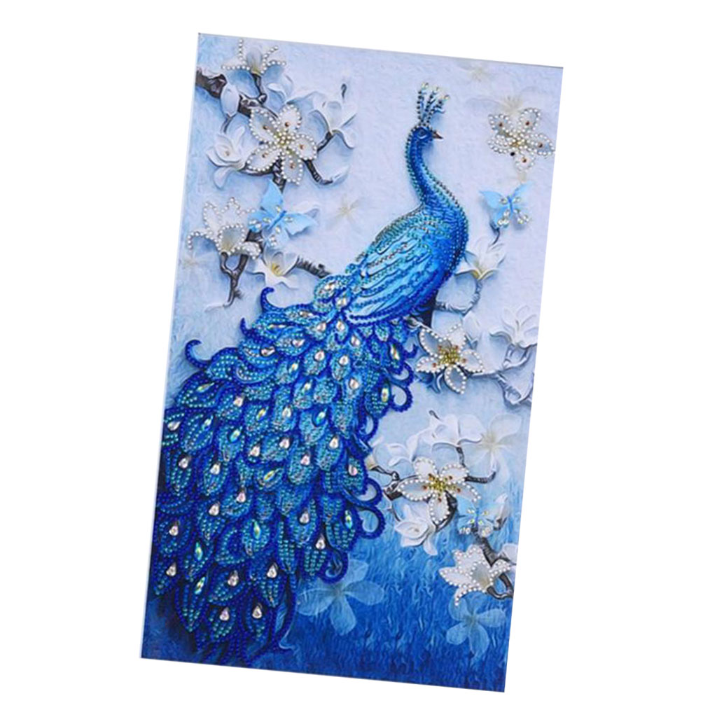 Peacock Shaped Diamond Painting for Kids Beginners Embroidery Cross Stitch Home Decor 30 x 50cm,