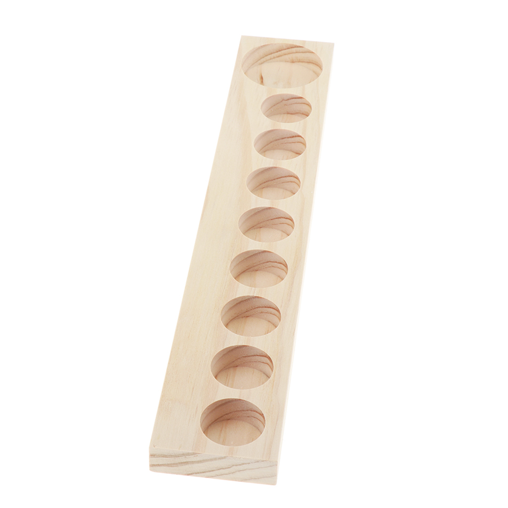 Natural Wooden Essential Oil Holder - Wood Rack Stand for 9 Bottles Organizer of 15ml