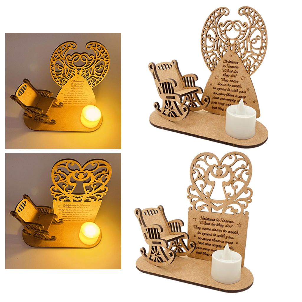 Christmas in Heaven Ornaments Candle Wooden Rocking Chair Bench Memorial Gift Remember Loved Ones Graveside Decoration