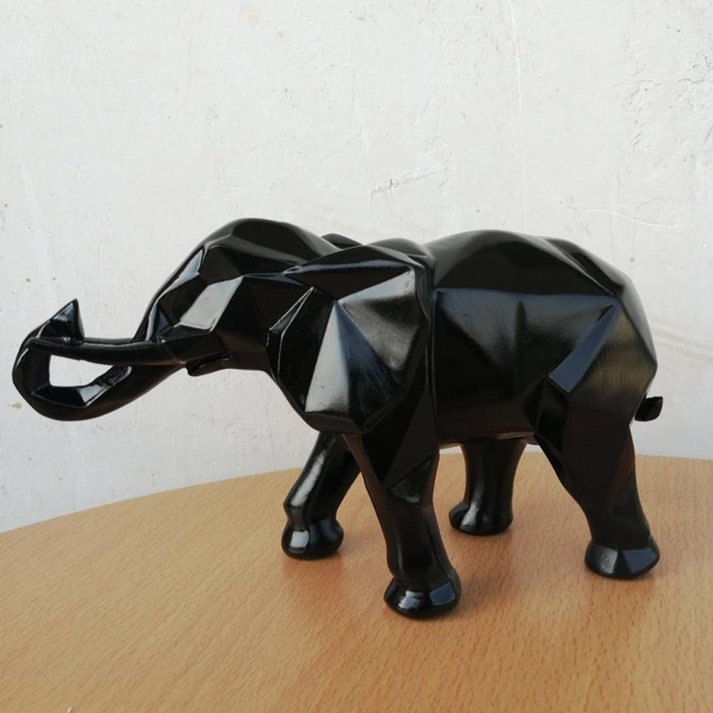 Modern Abstract Resin Elephant Statue Figurine Decorative Desktop Table Centerpieces Geometry Sculpture Indoor Home Office Decor