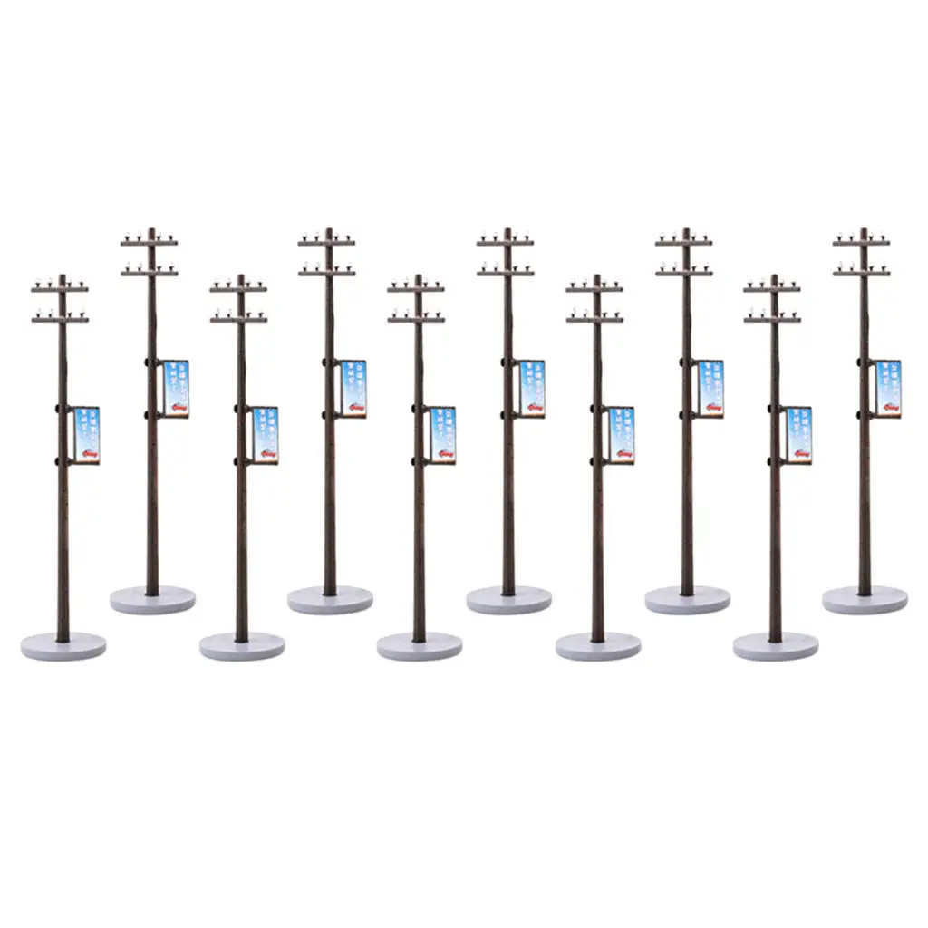 10x Standard 1:87 Electric Line Pole for Train Street LANDSCAPE LAYOUT HO