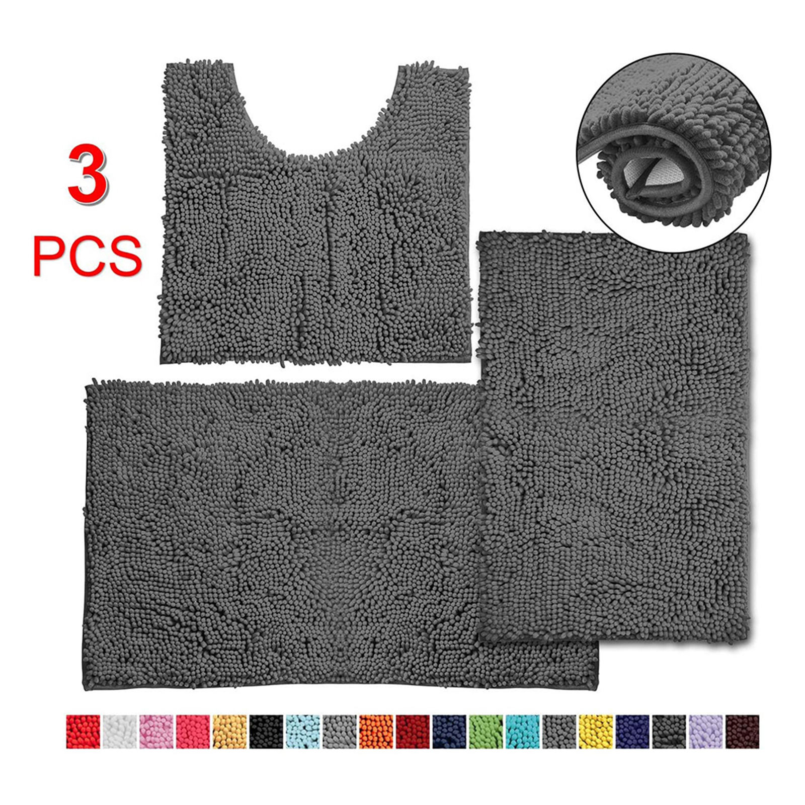 Bathroom Rugs and Mats Set of 3 Piece Bath Mats, Extra Soft and Absorbent Shaggy Rugs, Bathroom Rugs Set, Machine Washable