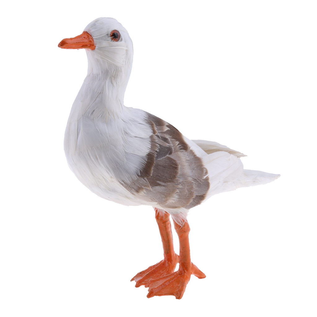 Realistic Feathered Seagull Birds Sculpture for Home, Garden, Beach Seaside,