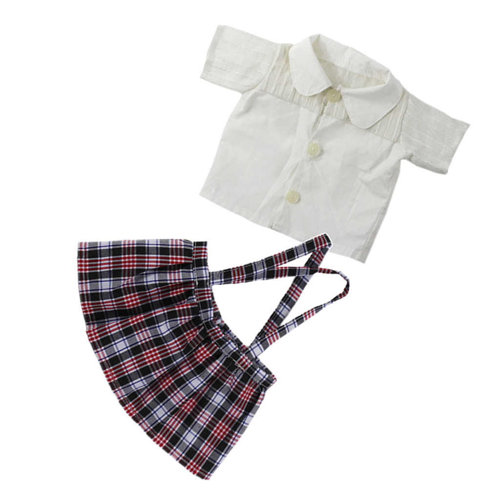 Stylish Short Sleeve T-shirt Suspender Skirt Dress Outfit for American Doll My Life Dolls Clothes Accessories