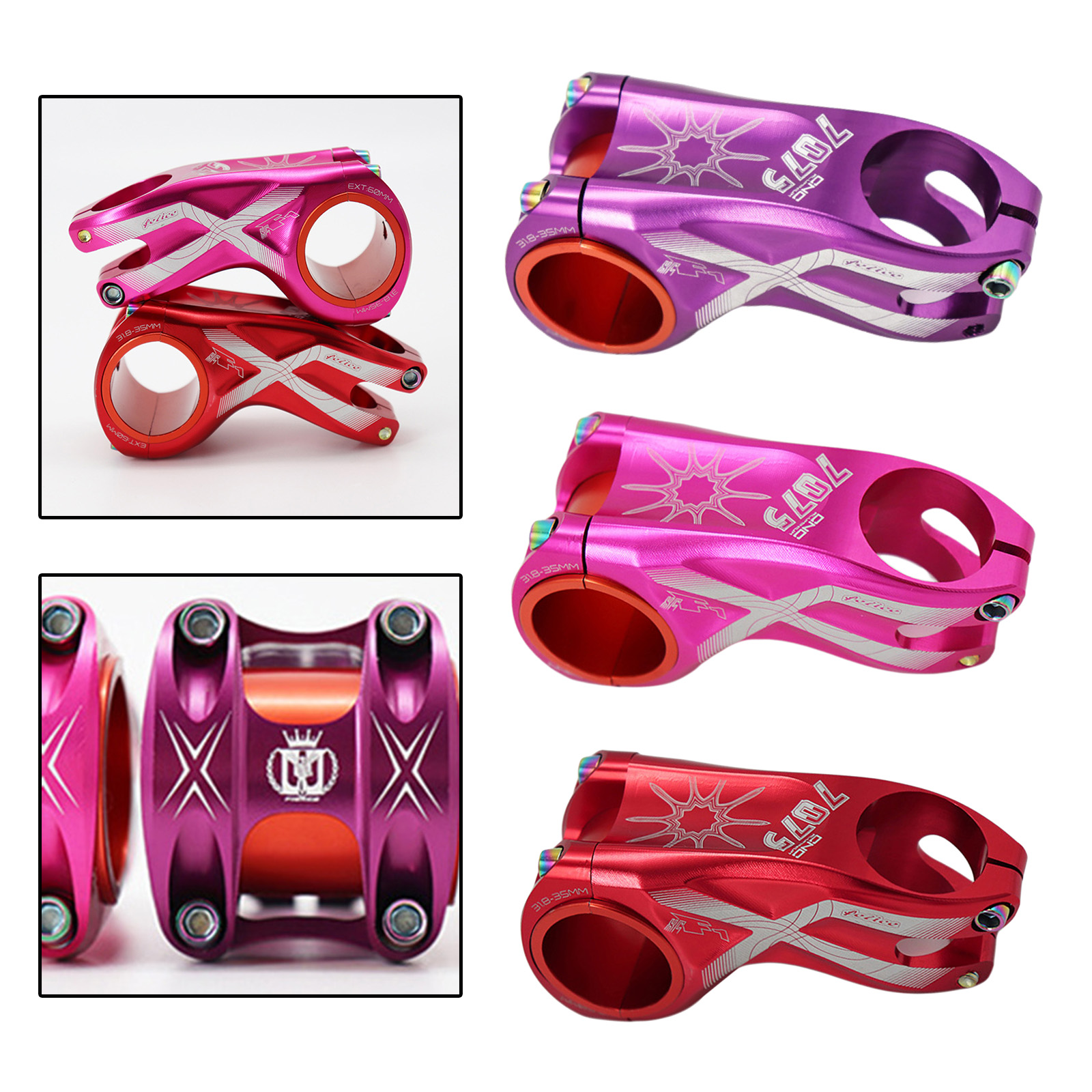 Solid Mountain Bike Stem 31.8mm Aluminum Alloy 4-Bolt MTB BMX Bike Stem Short Handlebar for Road Mountain Bike Gear Cycling Part