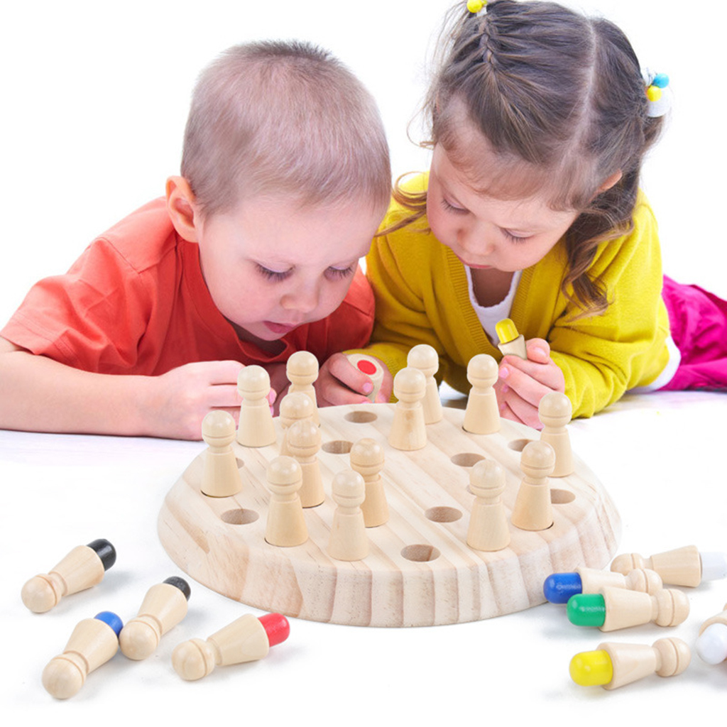 Family Wooden Memory Match Stick Chess Educational Color Cognitive Ability Toys