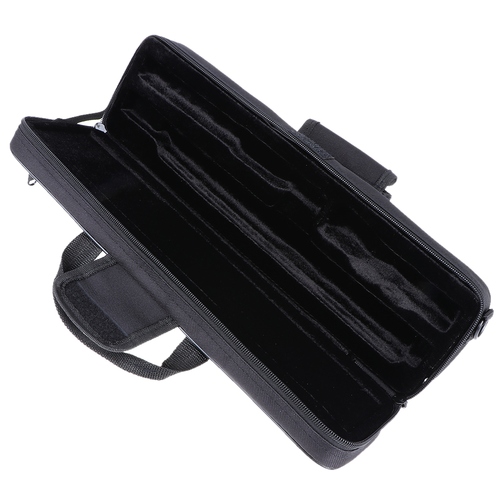 Nylon Padded Flute Case Foam Interior Bag Handbag Shoulder Bag Black