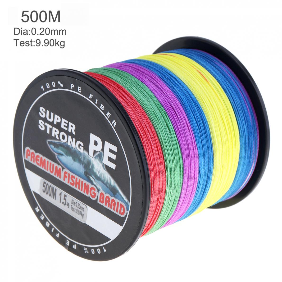 Linha de Pesca Corda de Pesca Multicolorido Super Forte Fios Tece pe Trançado Multifilamento 500m 4 1 Linhas de pesca