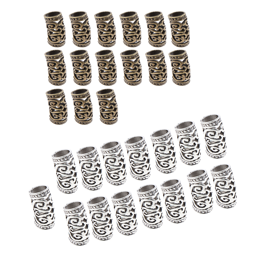 15 Pieces Hair Tube Beads Dreadlocks Beads Hair Braiding Jewelry Hair Decoration Accessories DIY Tibetan 2 Styles