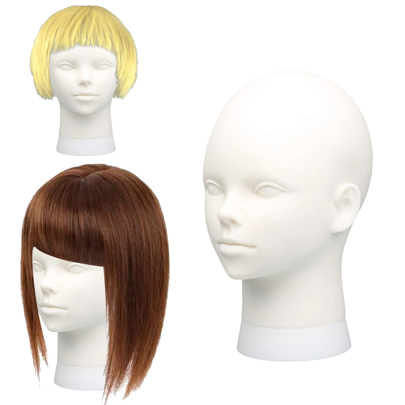 Wig Head Bald Mannequin Head Dummy Wig Stand for Wig Hairpieces Hat Glasses Display Home Travel Cosmetology Practice Training