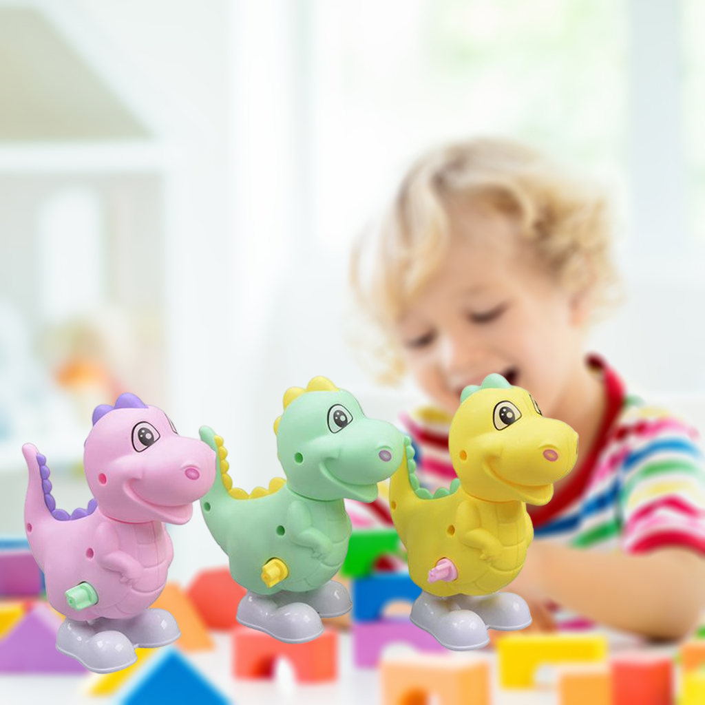 3 Pieces Wind Up Dinosaur Toys Mini Educational Toy for Toddler Birthday