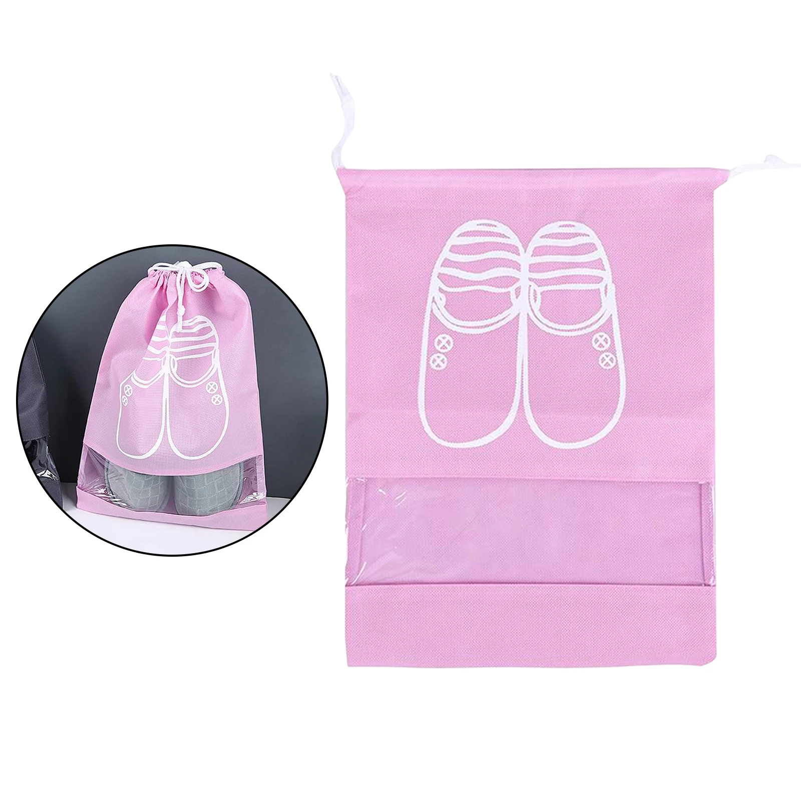 Dust-proof Thick Foldable Pouch,Portable Beam Drawstring Shoe Storage Bag,Travel Sundries Pouch