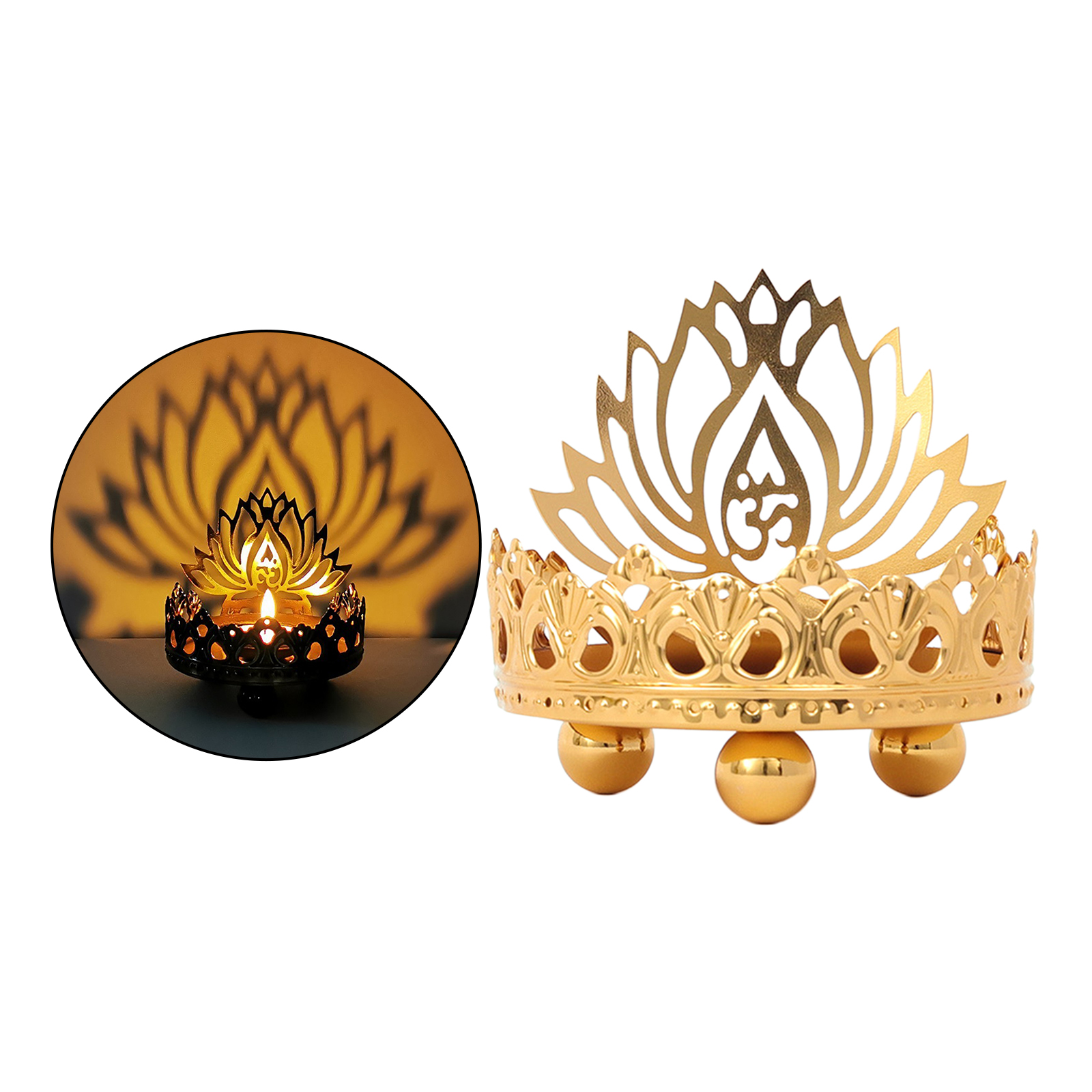 Retro Hollow Carved Tealight Candle Holder Buddha Ghee Lamp Holder Light Desktop Decoration Ornaments Buddhist Supplies Gift