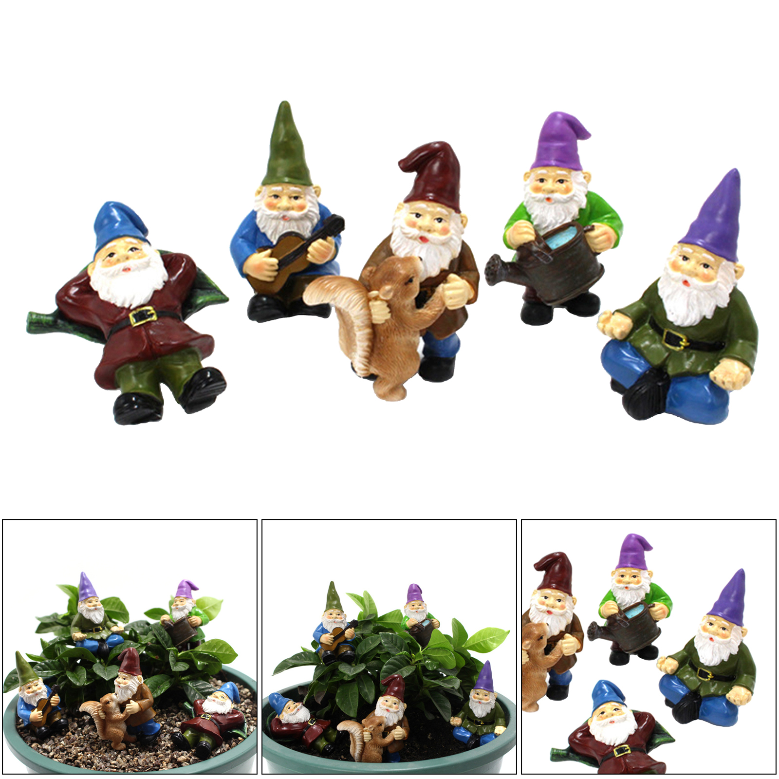 5pcs Mini Resin Garden Landscape Ornaments Decoration Outdoor Fairy Miniature