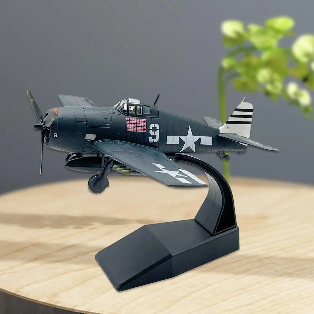 Metal 1:72 Scale F6F Hellcat Fighter Model with Stand Souvenir Desktop Decor