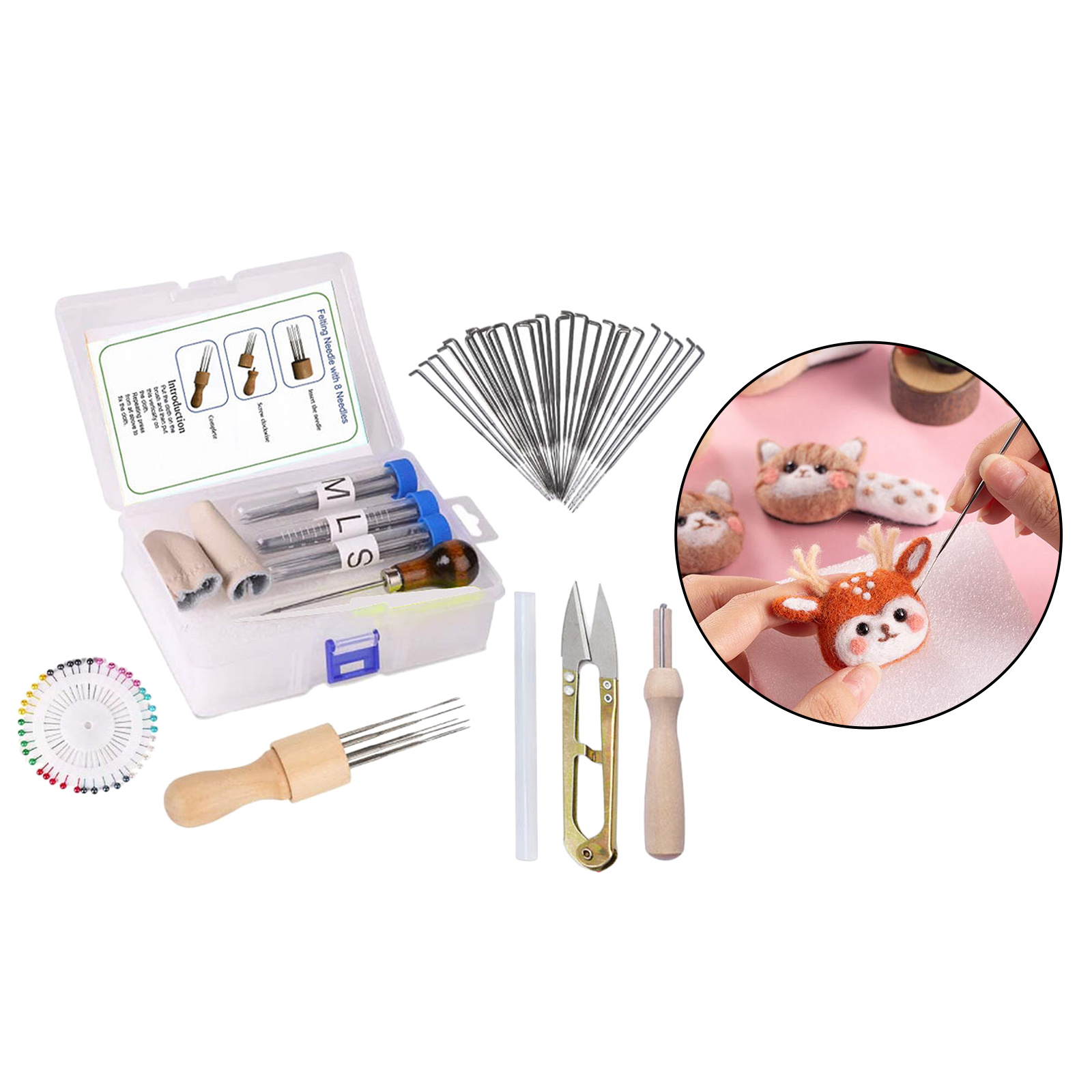 109 Pieces Needle Felting Tool Kit,3 Sizes Felting Needles with Awl,Storage Box for Needle Felt Needle Felting Tools