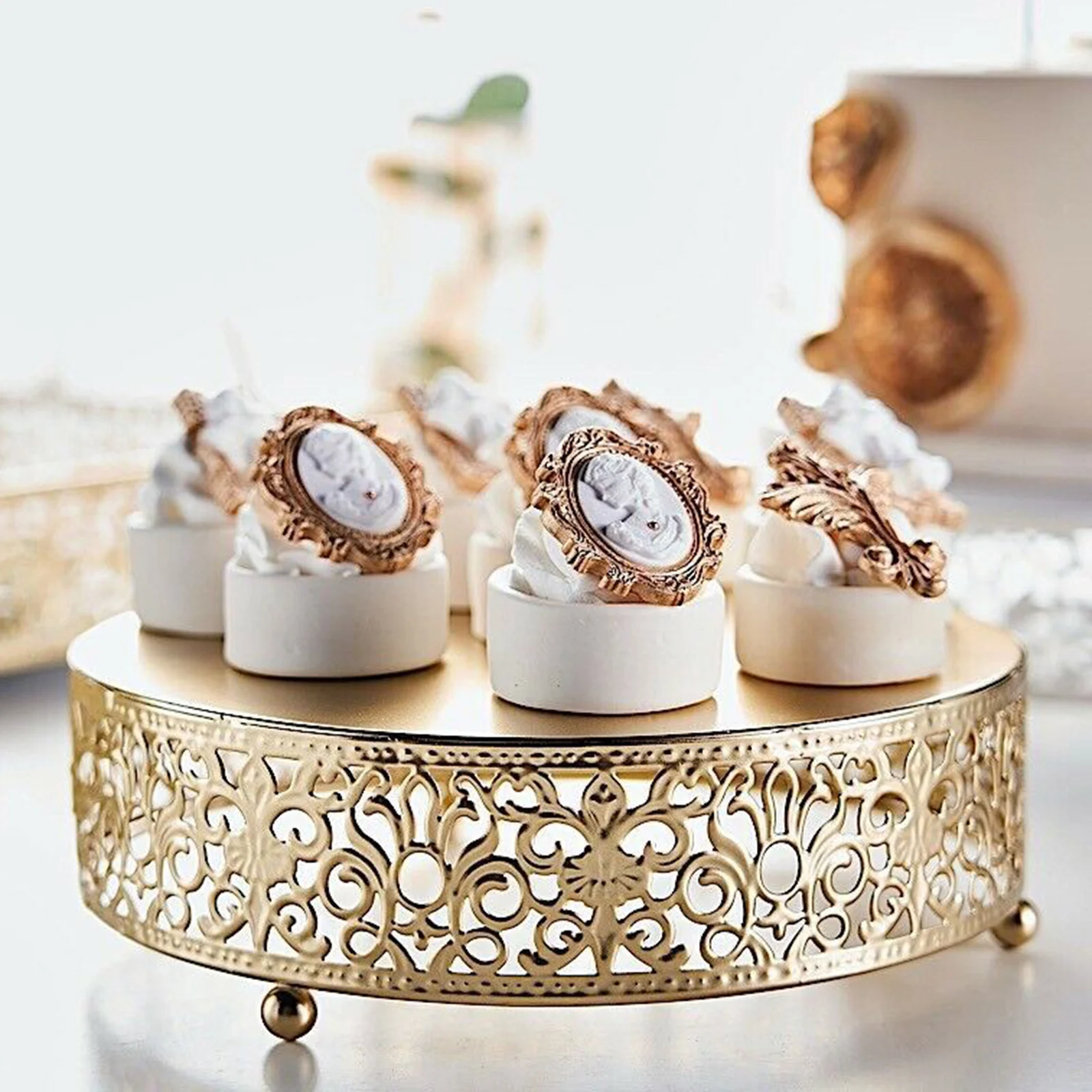 Glossy Luxury Wedding Dessert Cupcake Stand Display Cheese Candy Fruit Dining Serving Plate Tray for Home Kitchen Decoration