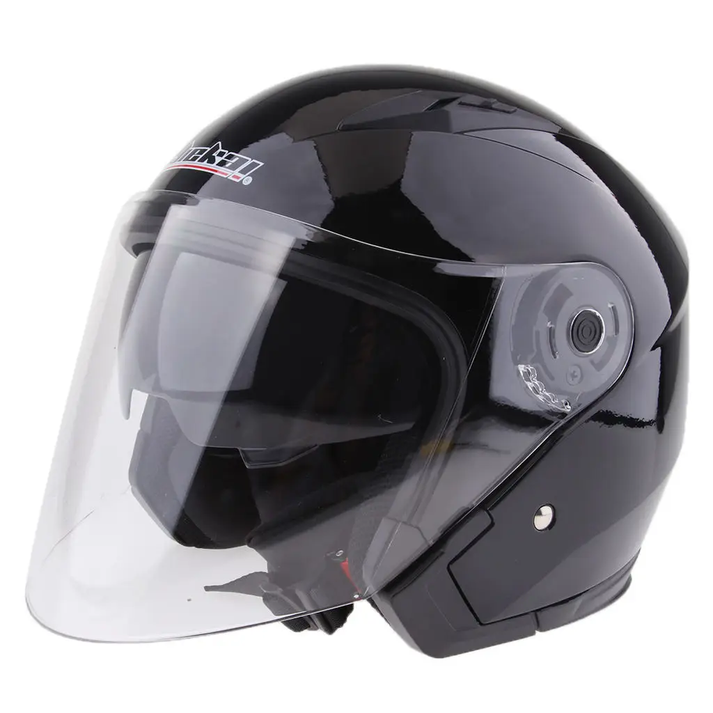 1 Piece Motorcycle 3/4 Open Face Helmet with Full Face Shield Visor Sun Shield Full Face Helmet ABS Double Face Mirror Helmet