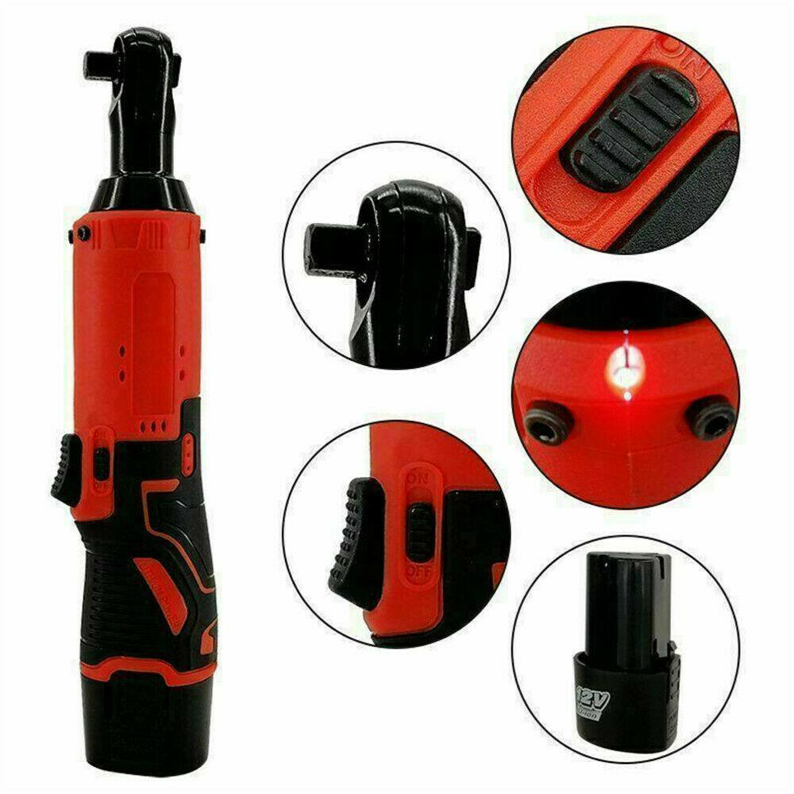 Electric Ratchet Wrench 12V Cordless 3/8 Inch 4500mAh Lithium Battery Electric Wrench Power Tools Car Tools
