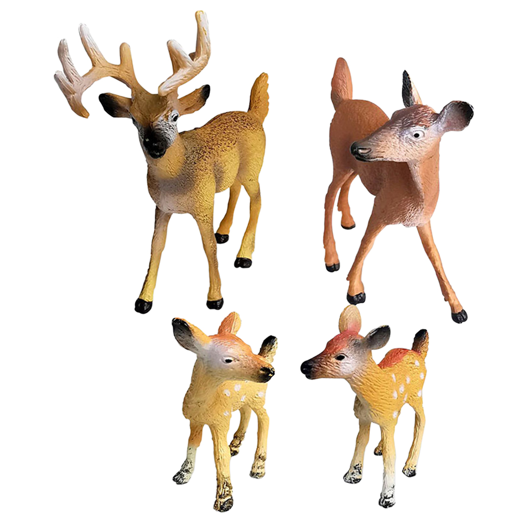 4pcs/set Realistic PVC Wildlife Deer Animal Model Toy for Kids Ages 3-8 Creatures Action Figurines Zoo Pack