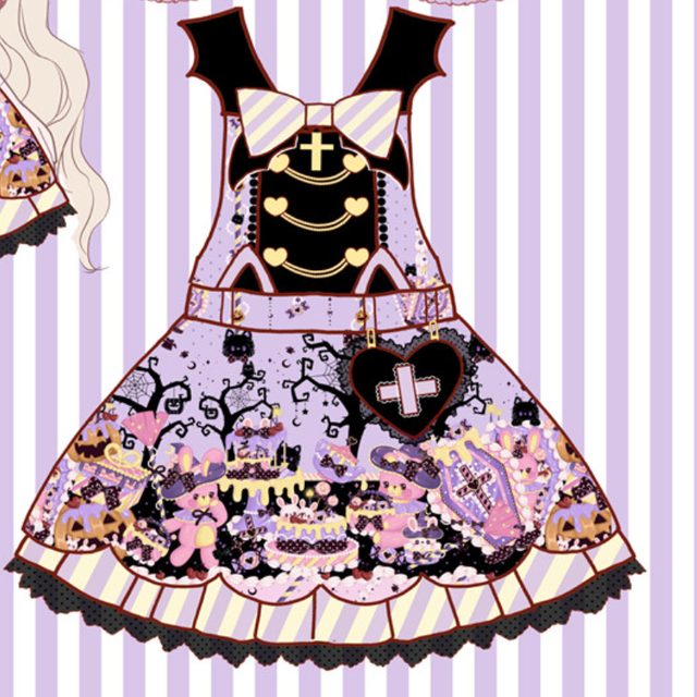 Angelic Pretty 薄紫猫デザインゴスロリドレス Angelic Pretty