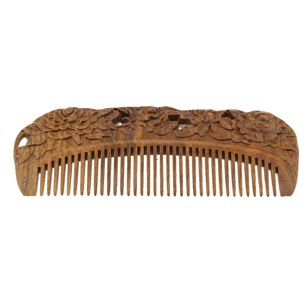 Green Sandalwood Wooden Comb Antistatic Handmade Comb Wide Tooth