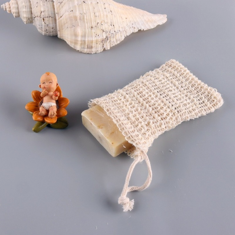 4Pcs Natürliche Sisal Seife Tasche Blister Mesh Seife Lagerung Taschen Schaum Maker Doppel-schicht Net Taschen Schäumen Einfach blase Seife Halter – Detail 3