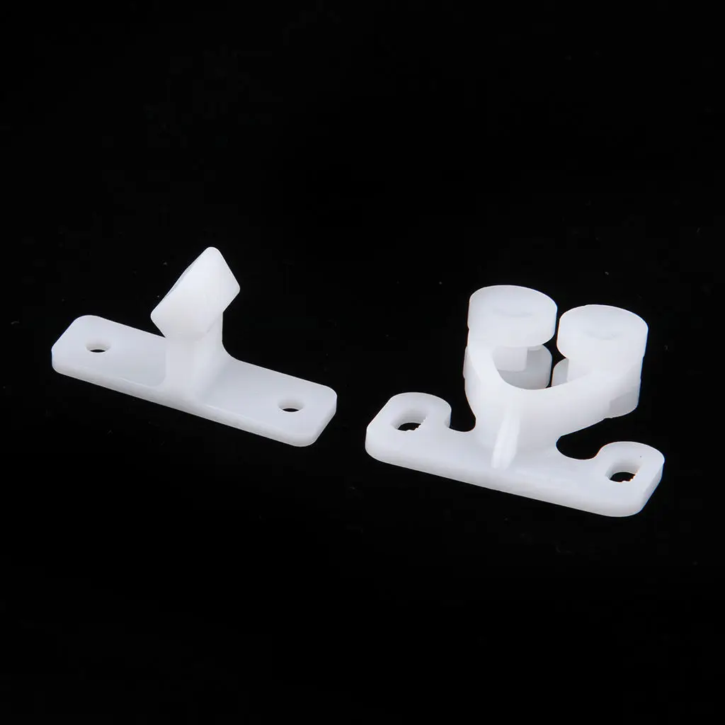 1 Set Boat RV Double Ball Roller Catch Latch for Cabinet Closet Doors White