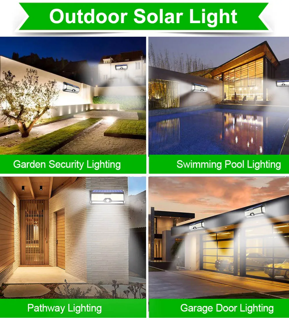 solar lighting system Solar LED Light Outdoor Waterproof 3 Modes Sunlight Super Bright Motion Sensor Wall Lamps For Balcony Exterior Garden Decoration solar panel lights