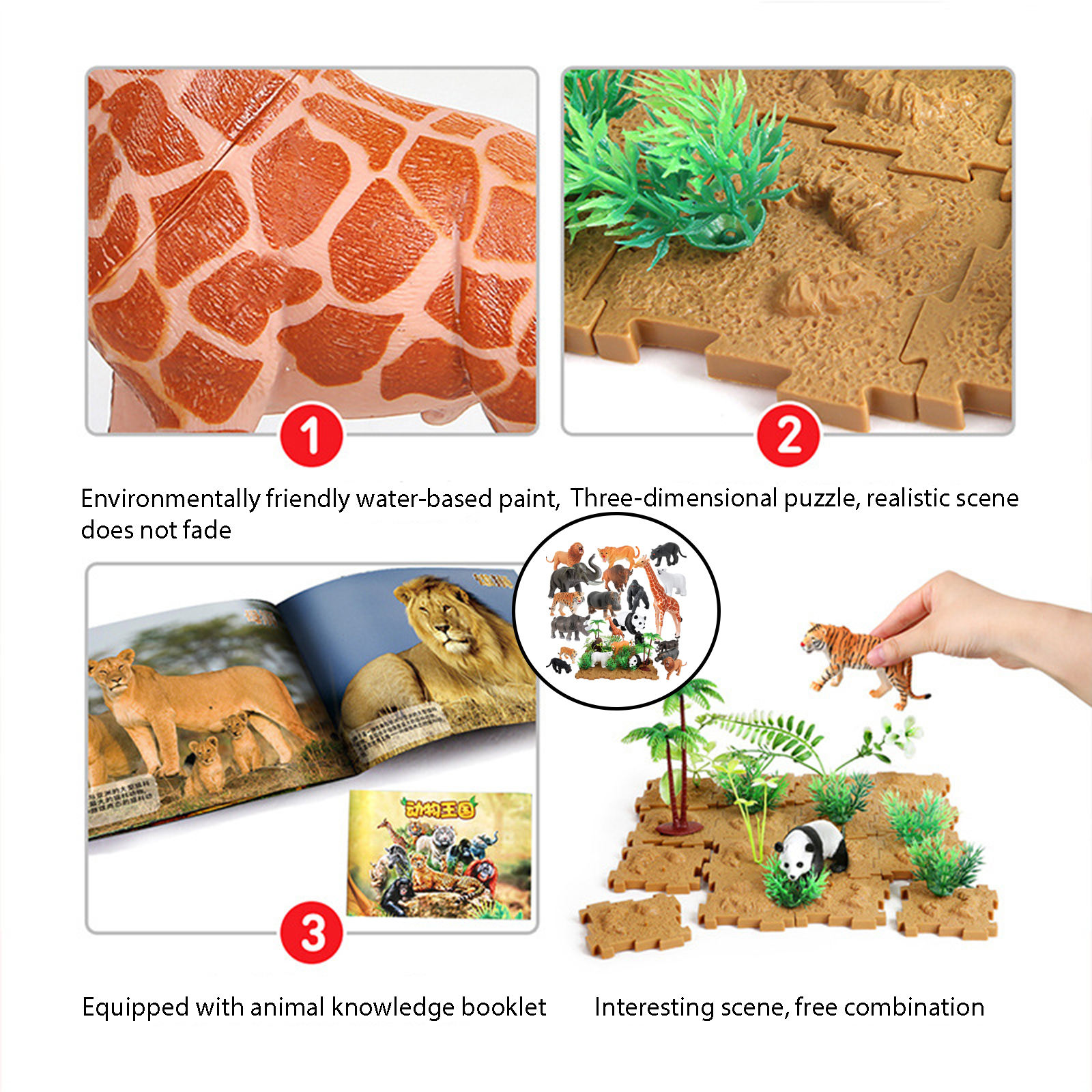 Small Animal Toys 44 Pieces Figurines Elephant Wildlife Model Animals for Christmas