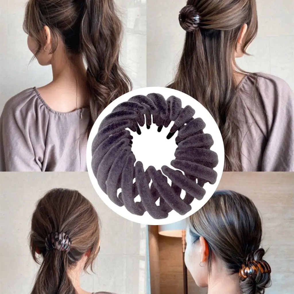 Fashion Hair Bands Retractable Ponytail Holder Bun Clip Accessorie Girls