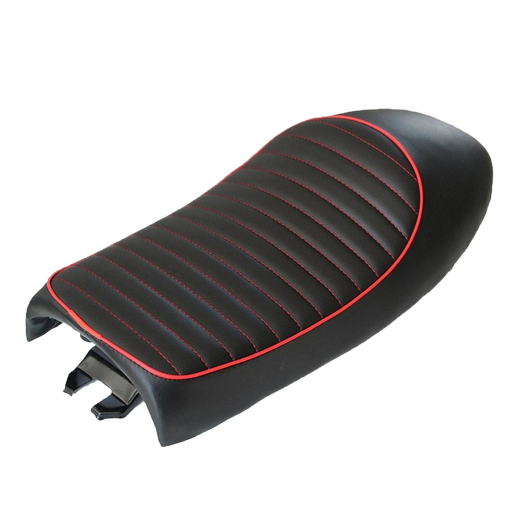 Universal Motorcycle Flat Vintage Seat  - Seat Cushion /Saddle for Honda Yamaha Suzuki Kawasak Cafe Racer, Black