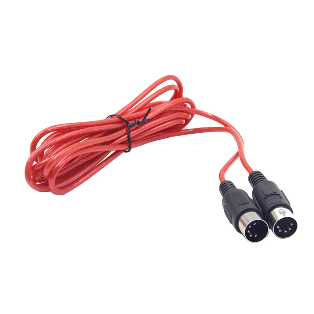 Red 5 Pin Male To 5 Pin Male MIDI Extension Cable Guitar Amplifier Connector 3 Meters