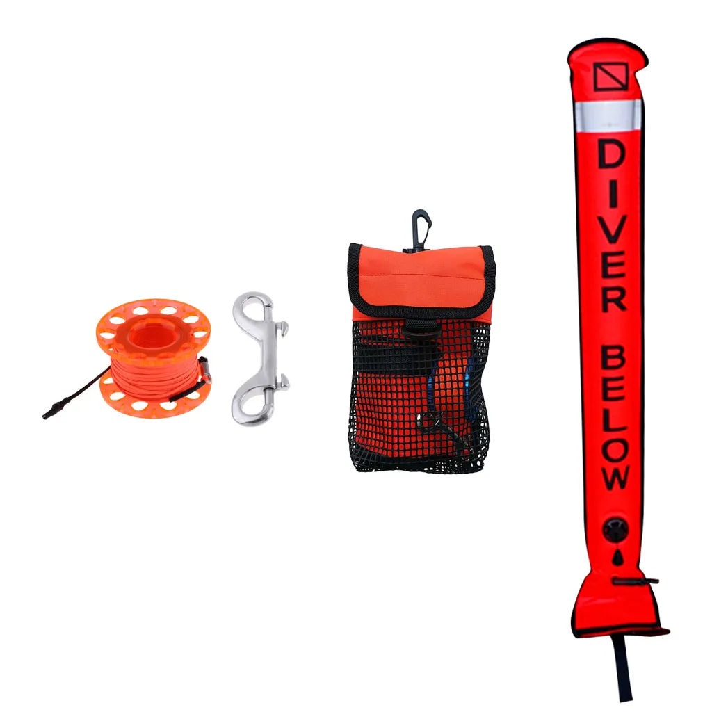 SMB Surface Marker Buoy Safety Sausage Tube, Dive Reel, Mesh Bag- Great Diving Equipment for Scuba Diving & Snorkeling Set