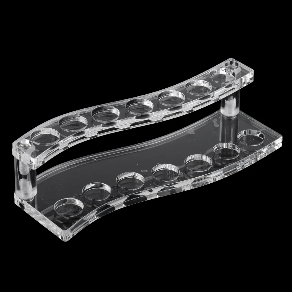 Clear Acrylic 2 Tier 14 Holes Drip Tip Display Makeup Stand Organizer Holder