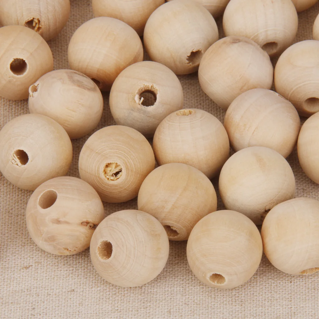 50 Wooden Unpainted Craft Wood Spacer Loose Bead DIY Jewelry Making Findings