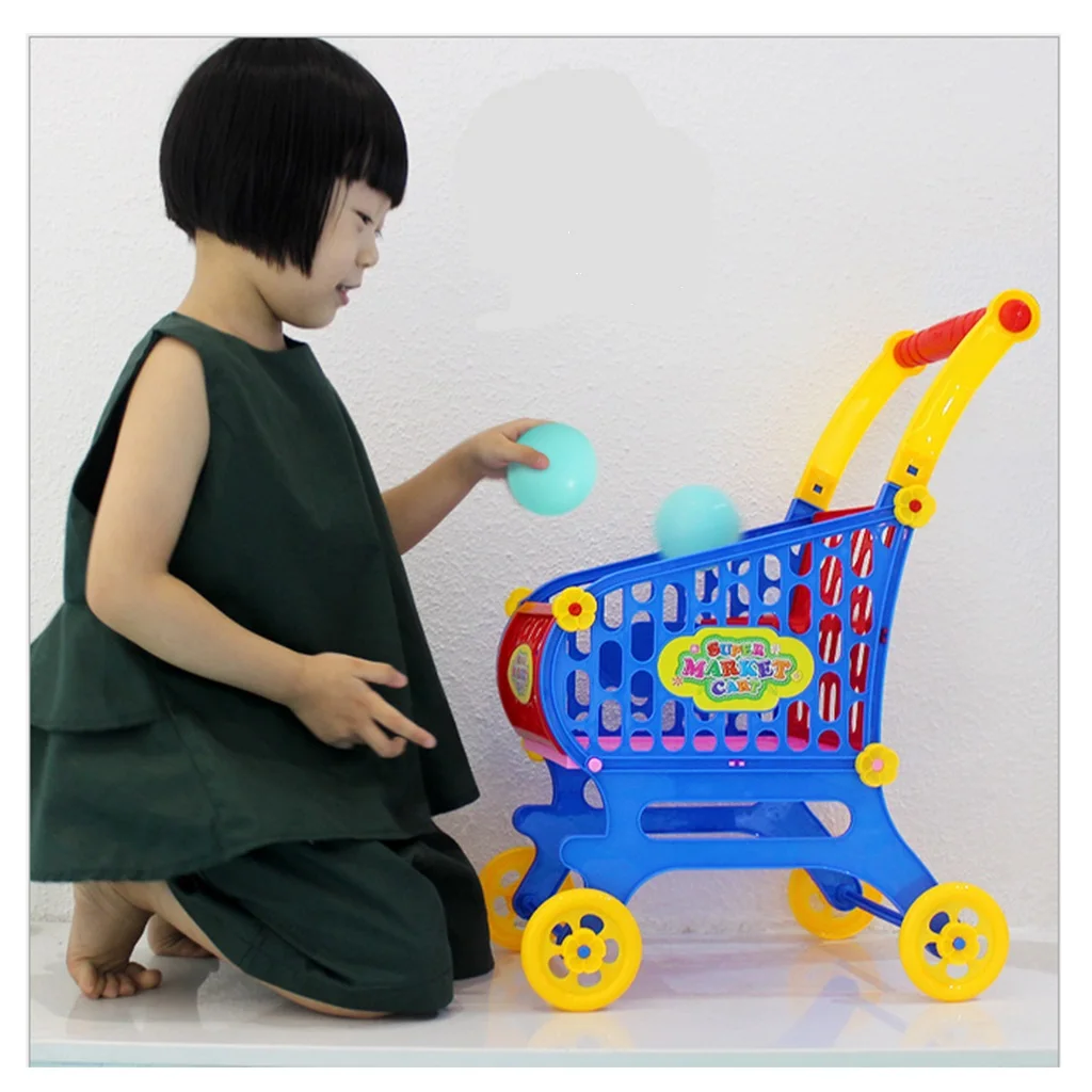 Assembled Supermarket Shopping Trolley with Baby Doll Play Set