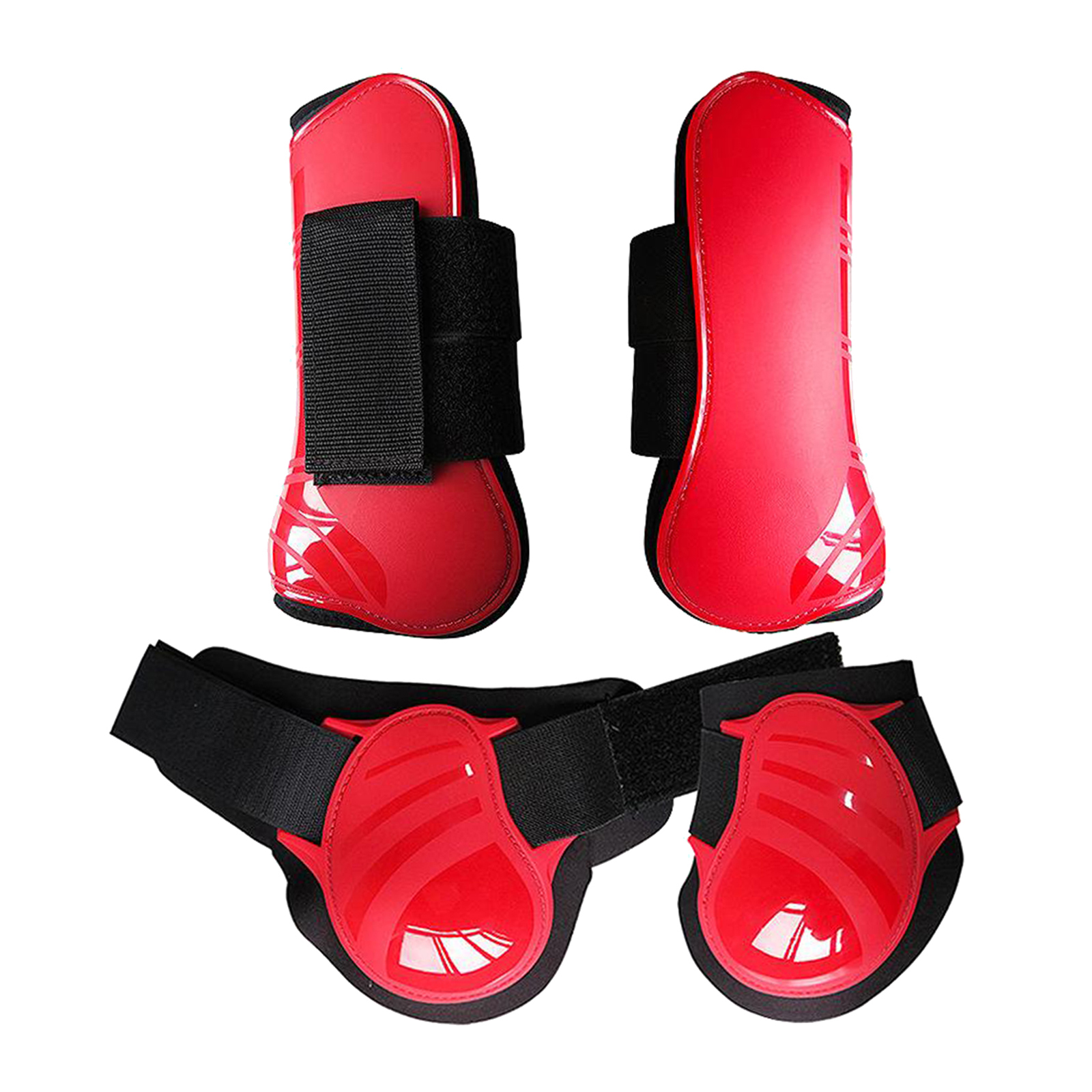 2 Pairs Horse Leg Guard Boots Front Hind Leg Tendon Protect Equestrian for Riding Training, PU Shell and High-Quality Neoprene