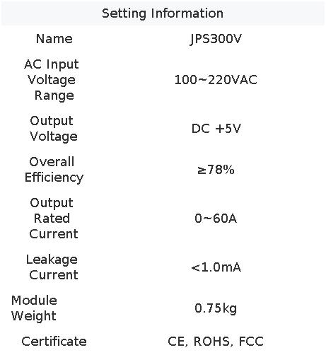 Fonte de alimentação G-Energia-Led, JPS300V, 5V, 60A, 300W, 110V