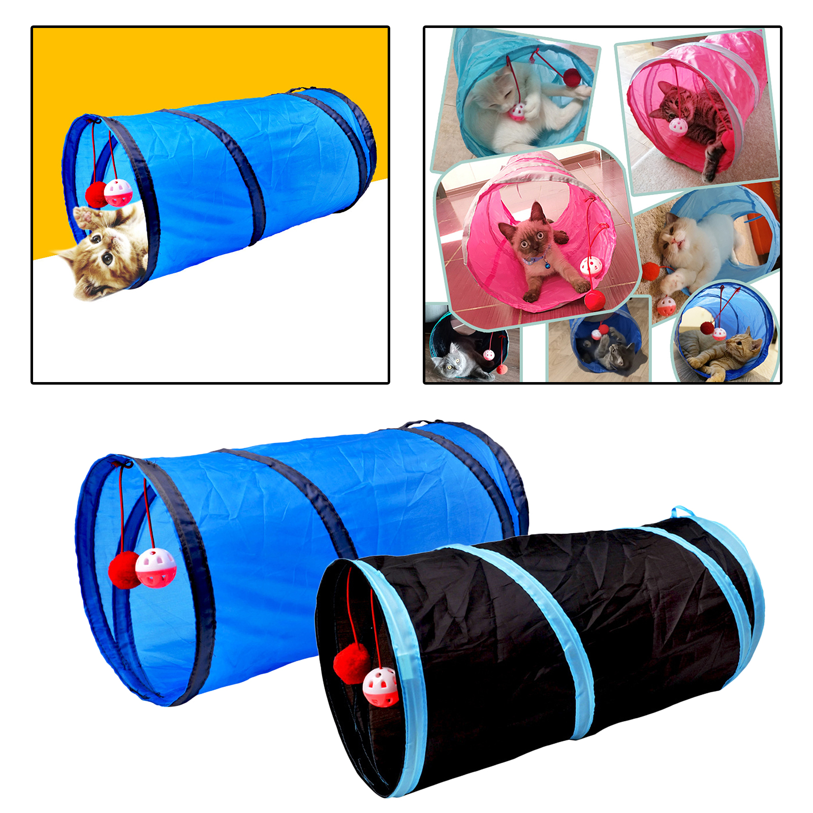 Cat Tunnel Toy Funny Pet Play Tubes Balls Collapsible Crinkle Kitten Toys Puppy Rabbit Play Dog Tunnel Tubes
