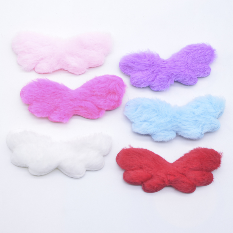 12 Stücke 80*35mm Gepolsterte Plüsch Pelzigen Engelsflügel Applikation für DIY Kopfbedeckungen Hairprin Bogen Zubehör Kleidung Hut Nähen Patches Dekor – Detail 3