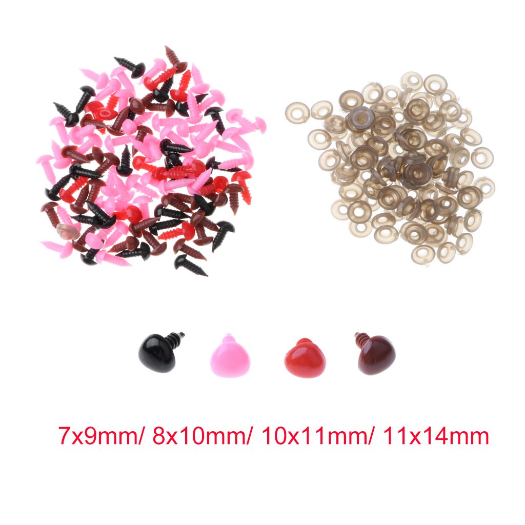 100 Pieces Mix Colored Safty Noses - for Animal Dog Cat Soft Toys Teddy Bear