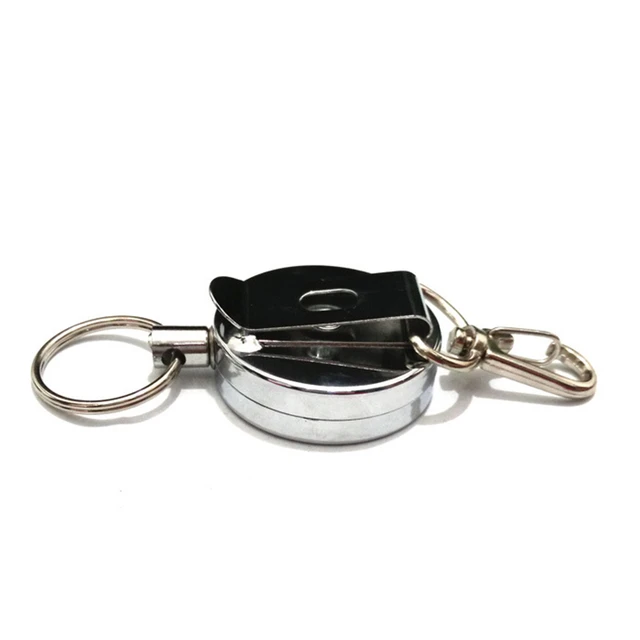 1pc Metal Retractable Key Ring Wire Rope Elastic Keychain Anti