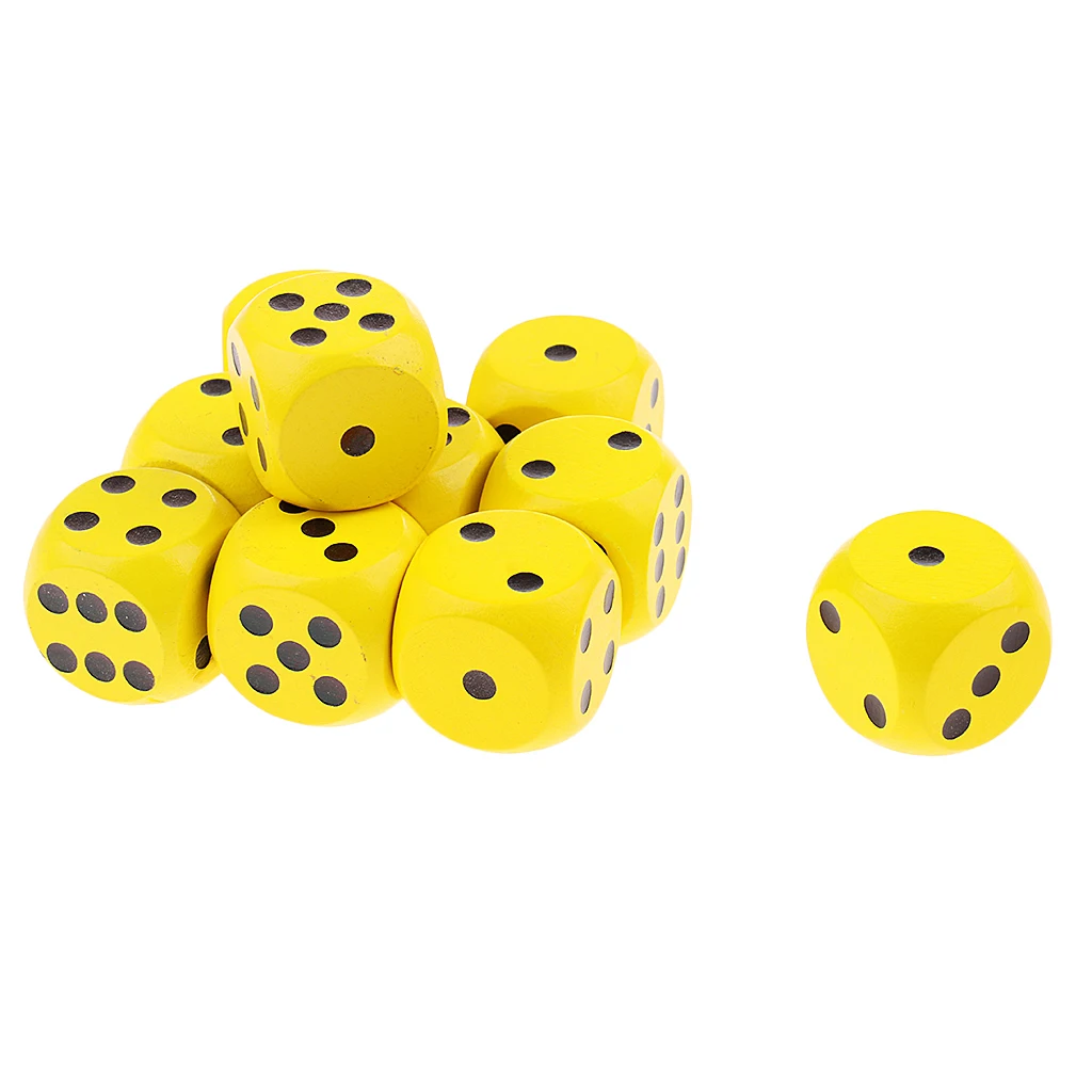 10pcs Six Sided D6 Dice Dotted For MTG  Props Green Yellow 