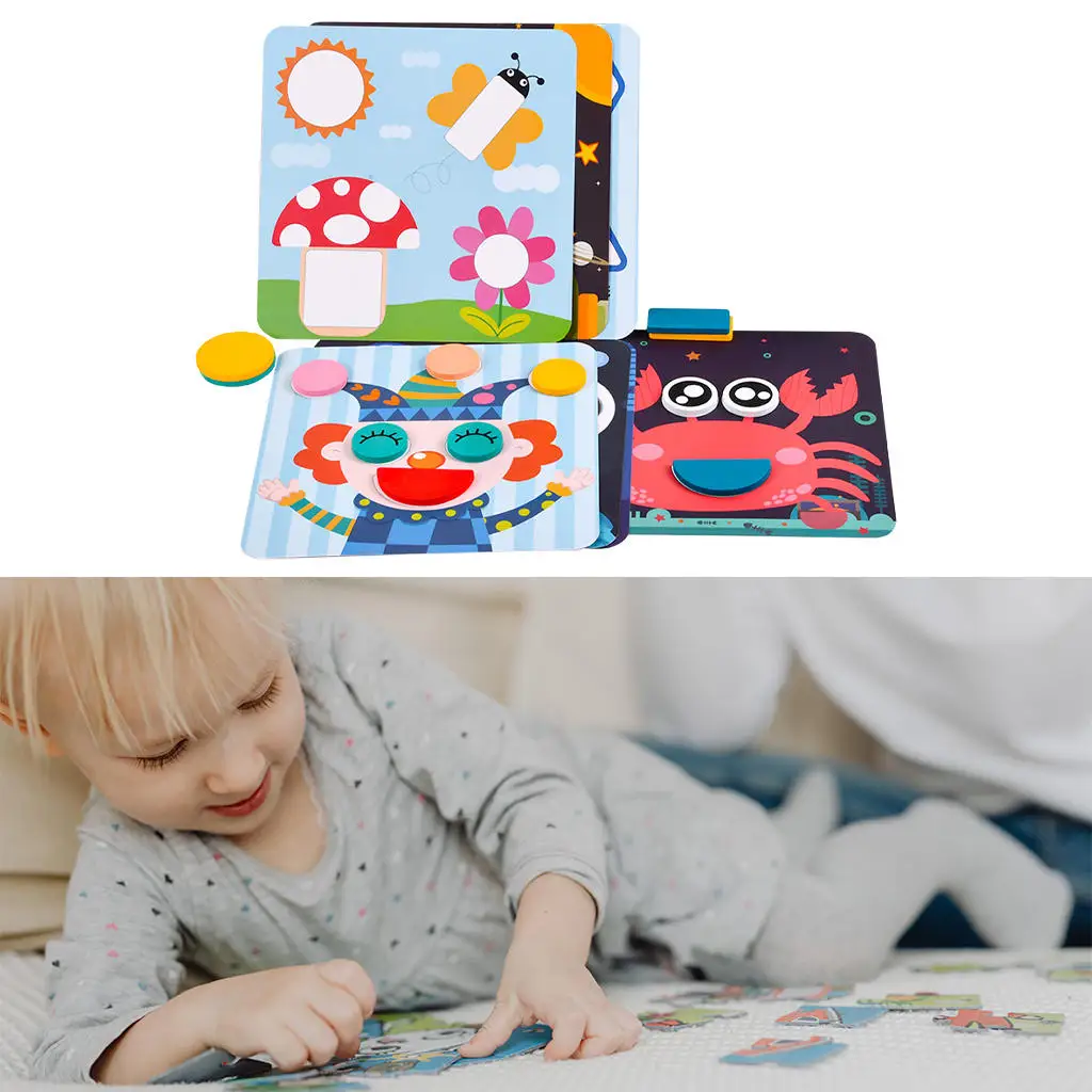 Wooden Pattern Blocks and Boards Montessori Colors and Shapes Cognition Skill Learning Kids Toy Preschool Toys for Toddlers Baby