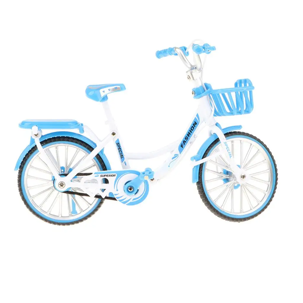 1:10 Blue Die-cast Metal BM-X mini Bicycle with Basket Collectible Presents 
