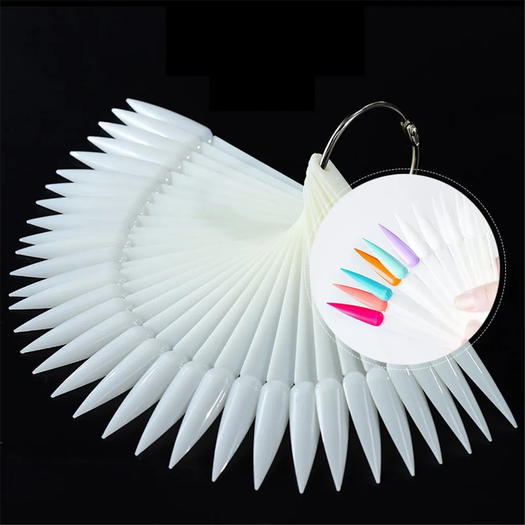 50 Pcs Fan Shape Plastic Nail Art Tips Display Tips, Nail Polish Display Board